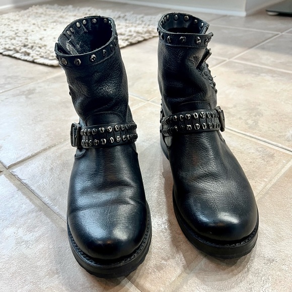 Frye Black Leather Studded Boots - Picture 3 of 9